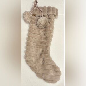 Koolaburra by Ugg Shani Tan Faux Fur Pom Pom Christmas Stocking Beige Tan